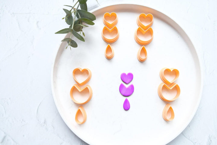 Valentine Heart Polymer Clay Cutter Set: Geometric Earring Making Tool