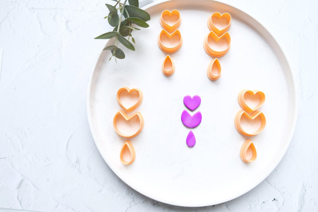 Valentine Heart Polymer Clay Cutter Set: Geometric Earring Making Tool