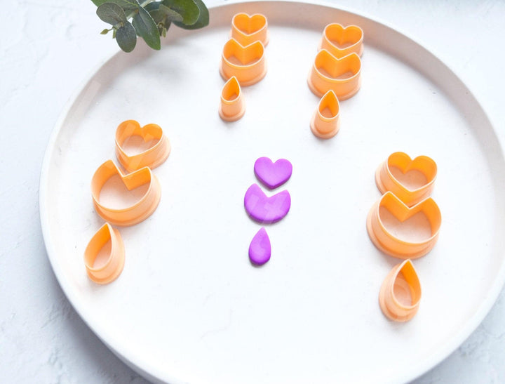 Valentine Heart Polymer Clay Cutter Set: Geometric Earring Making Tool