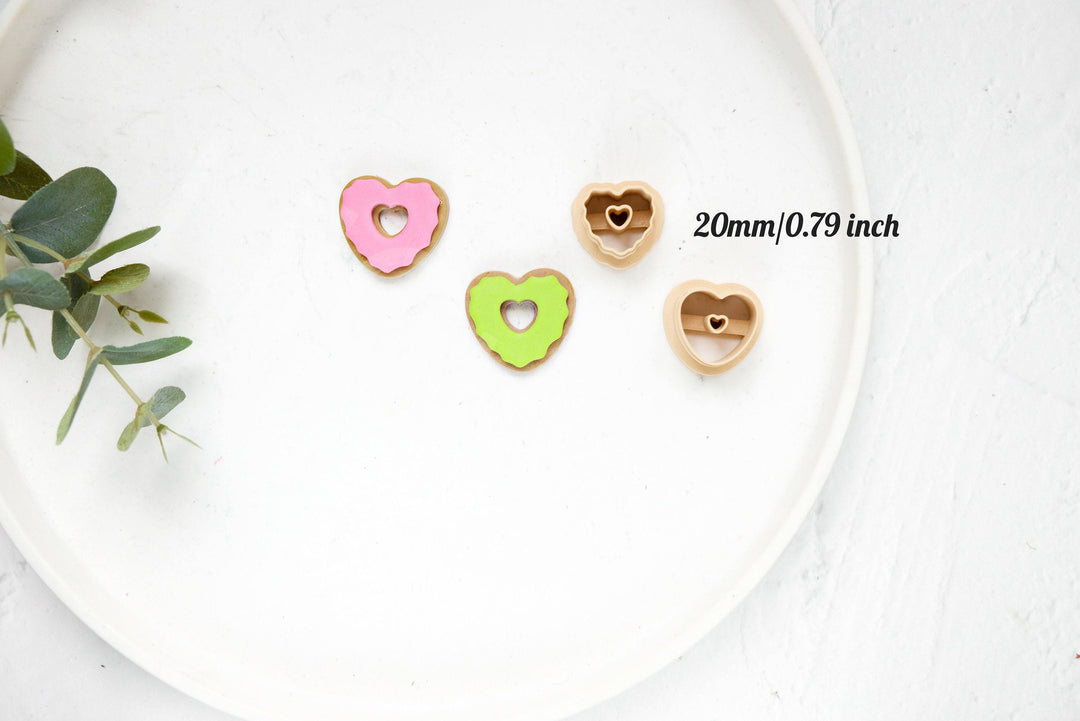 Valentine Heart Donut Clay Cutter Set | 3D Printed Polymer Clay Cutters for Earrings & Jewelry Making