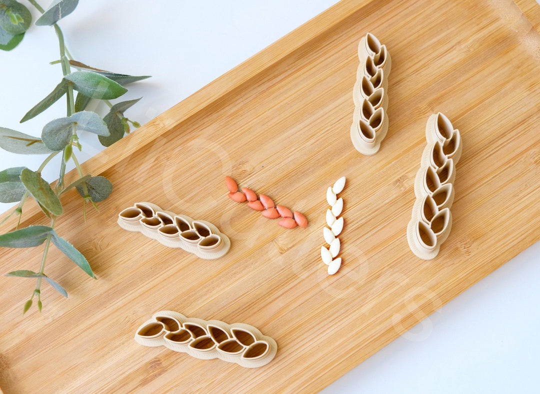 Vine Clay cutter, Wheat Ear Polymer Clay Cutter Set: Cereal Vine Design