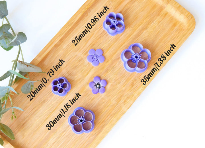 Flower Polymer Clay Cutters: Daisy, Violet, Blue - Earring Making Set