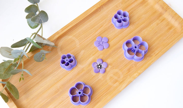 Flower Polymer Clay Cutters: Daisy, Violet, Blue - Earring Making Set