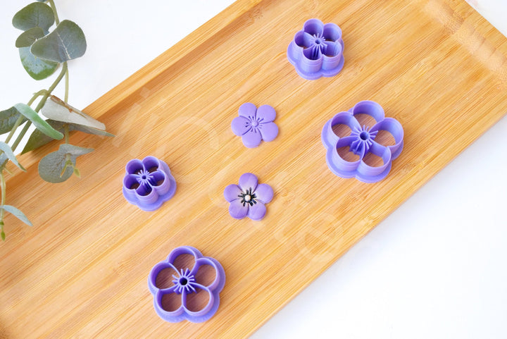 Flower Polymer Clay Cutters: Daisy, Violet, Blue - Earring Making Set