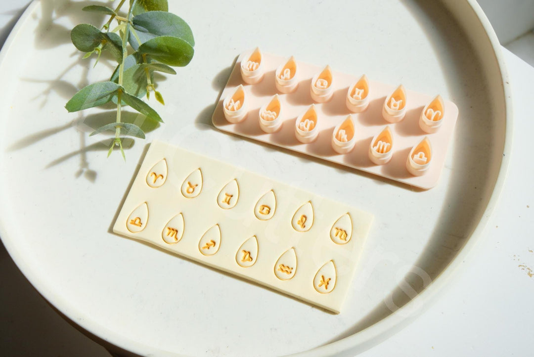 Zodiac Drop Polymer Clay Cutter Set – Horoscope Clay Cutters for Earrings, Astrology Sign Jewelry Making Tools, 3D Printed Clay Supplies