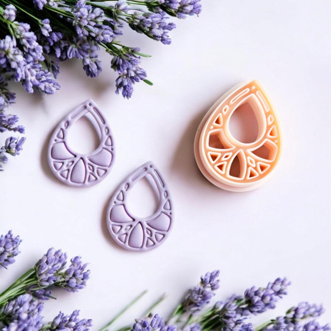 Embossed Teardrop Polymer Clay Cutter: Geometric Earring Making Tool