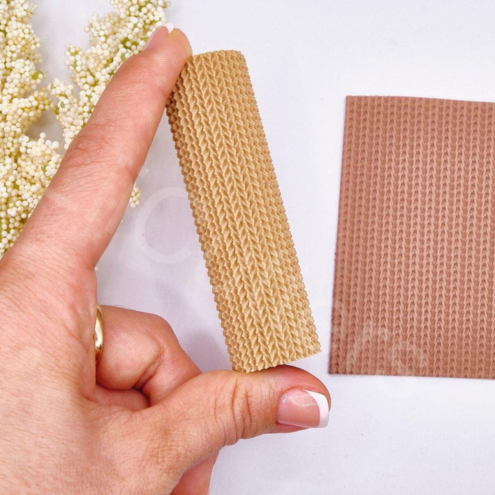 Herringbone Polymer Clay Texture Roller: Fabric Pattern, Earring Tool