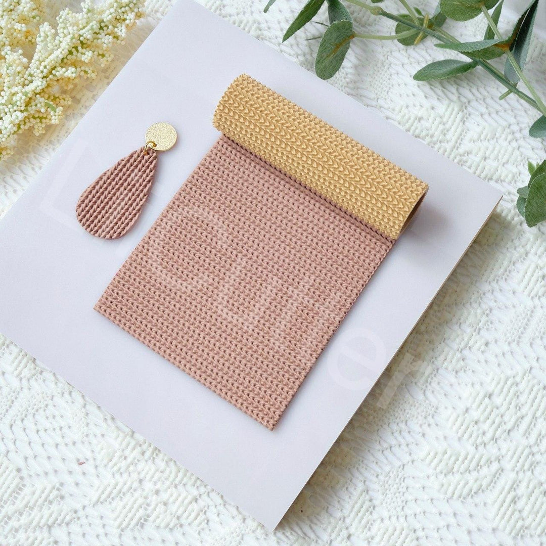 Herringbone Polymer Clay Texture Roller: Fabric Pattern, Earring Tool