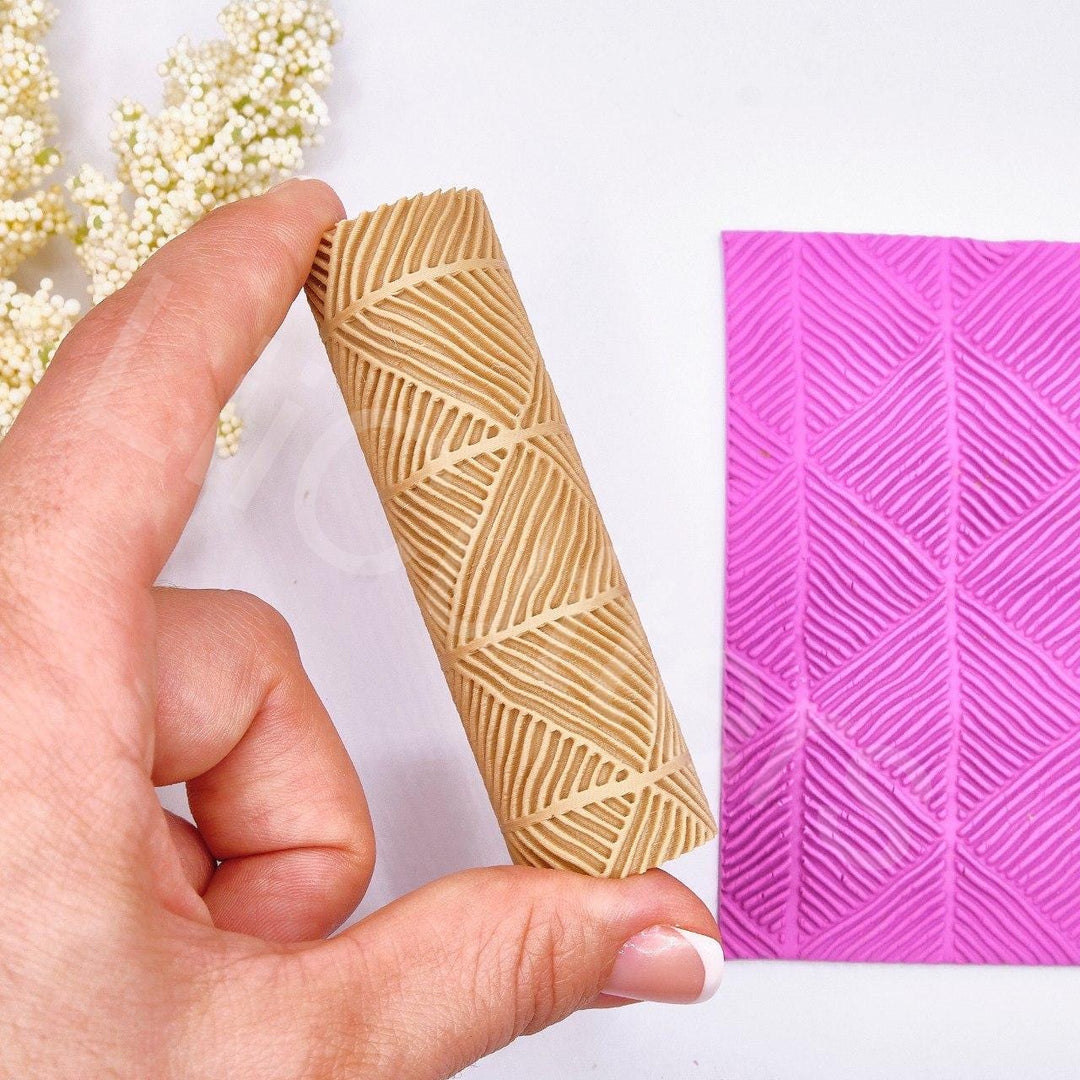 Abstract Geometry Polymer Clay Texture Roller: Herringbone Pattern