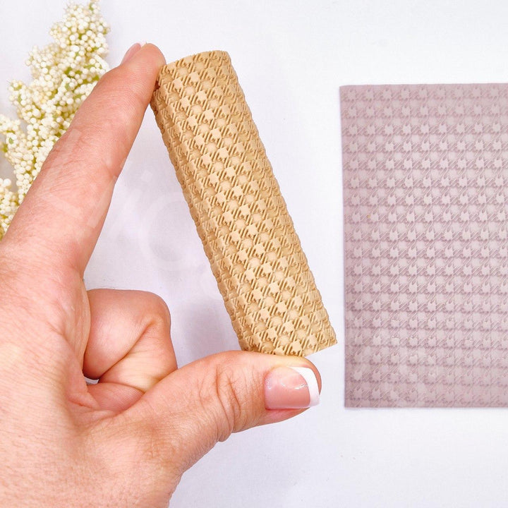 Gingham Polymer Clay Texture Roller: Seamless Chevron Pattern