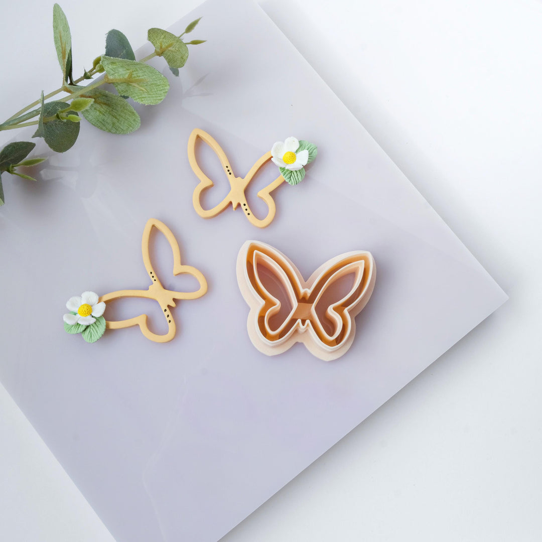 Butterfly Outline Clay Cutter: Polymer Clay Earring Tool, 4 Sizes