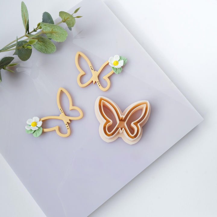 Butterfly Outline Clay Cutter: Polymer Clay Earring Tool, 4 Sizes