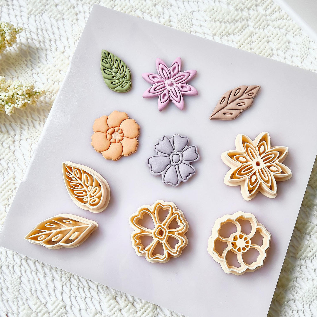 Floral Polymer Clay Cutter Set: Flower & Leaf Earring Making Tools