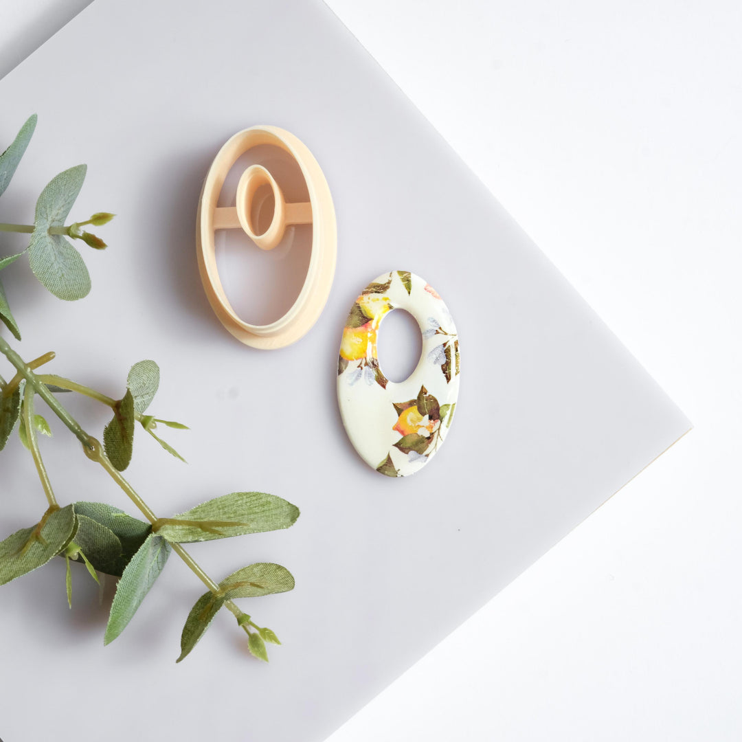 Geometric Oval Polymer Clay Cutter with Hole – Earring Making Tool, Modern Minimalist Jewelry Mold, DIY Polymer Clay Accessories