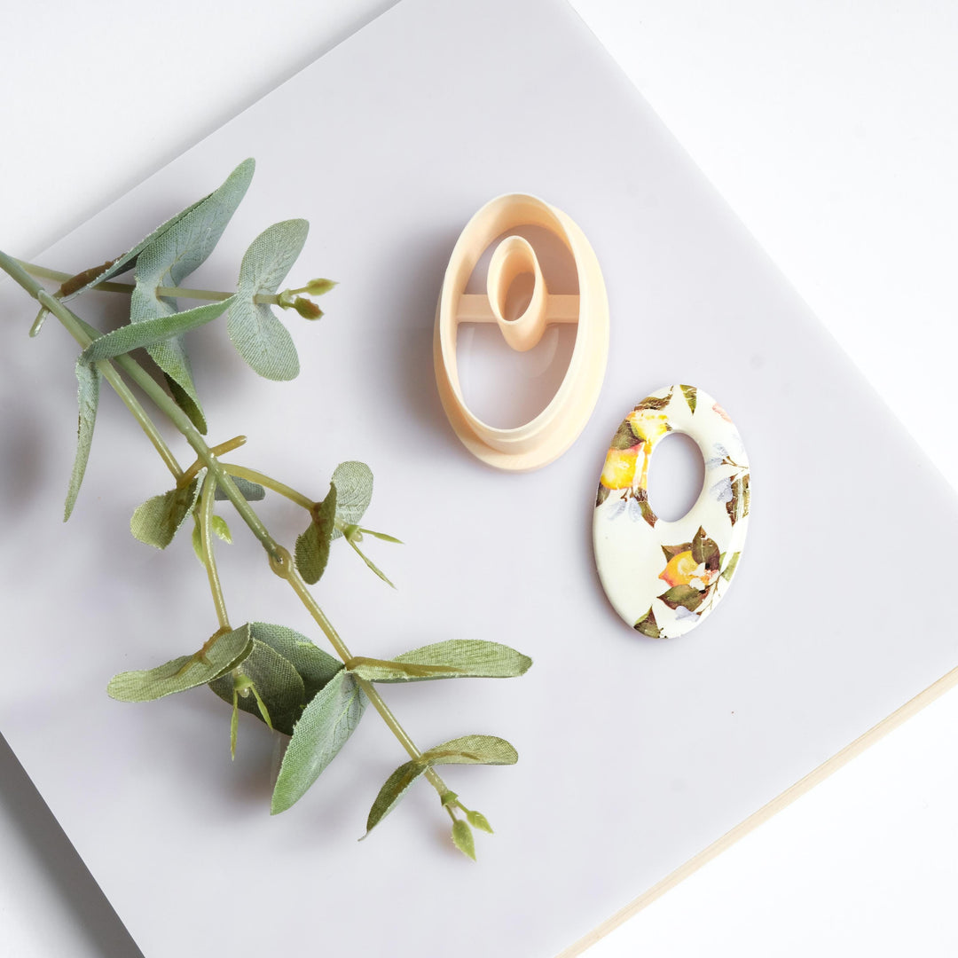 Geometric Oval Polymer Clay Cutter with Hole – Earring Making Tool, Modern Minimalist Jewelry Mold, DIY Polymer Clay Accessories