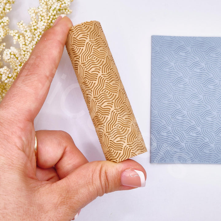 Sea Waves Pattern Clay Roller: Polymer Clay Texture Tool, Seamless Pattern, Polymer clay earring making tool