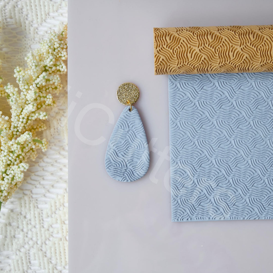 Sea Waves Pattern Clay Roller: Polymer Clay Texture Tool, Seamless Pattern, Polymer clay earring making tool