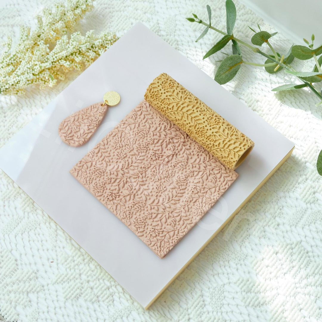 Floral Clay Roller: Seamless Texture for Polymer Clay Earrings