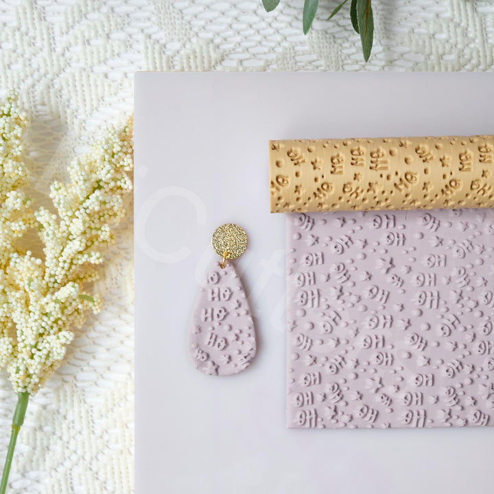 Christmas Ho Ho Pattern Clay Roller, Ho Pattern Clay roller, Seamless Clay texture, Polymer clay roller,pattern roller, Earring making tool