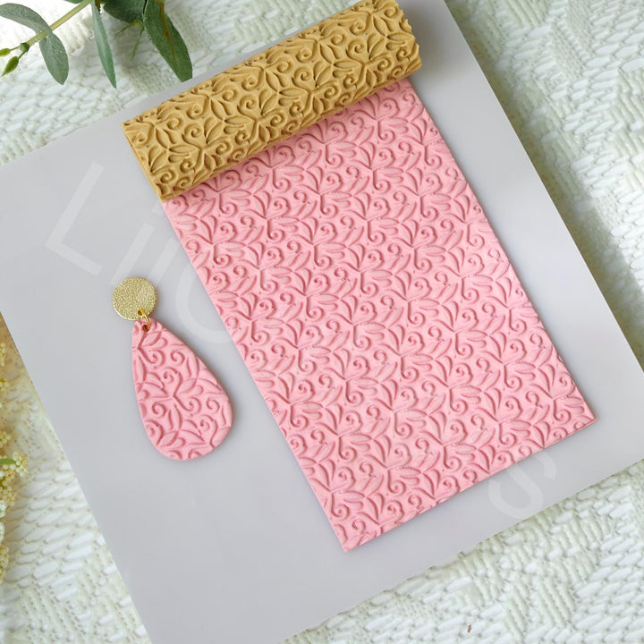 Abstract Floral Polymer Clay Roller – Texture Rolling Tool for Clay Earrings, Floral Pattern Embossing Roller