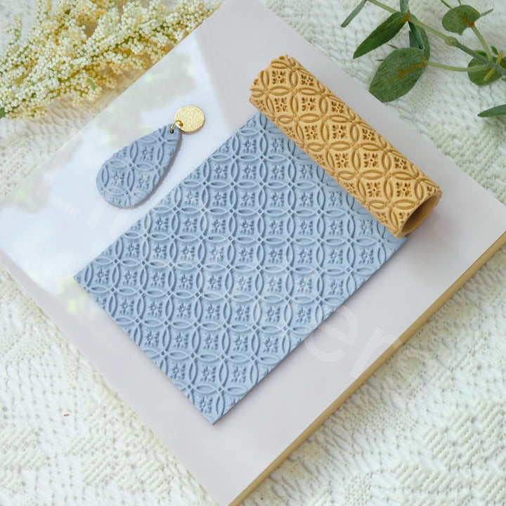 Art Deco Flower Clay Roller: Seamless Texture, Earring Making