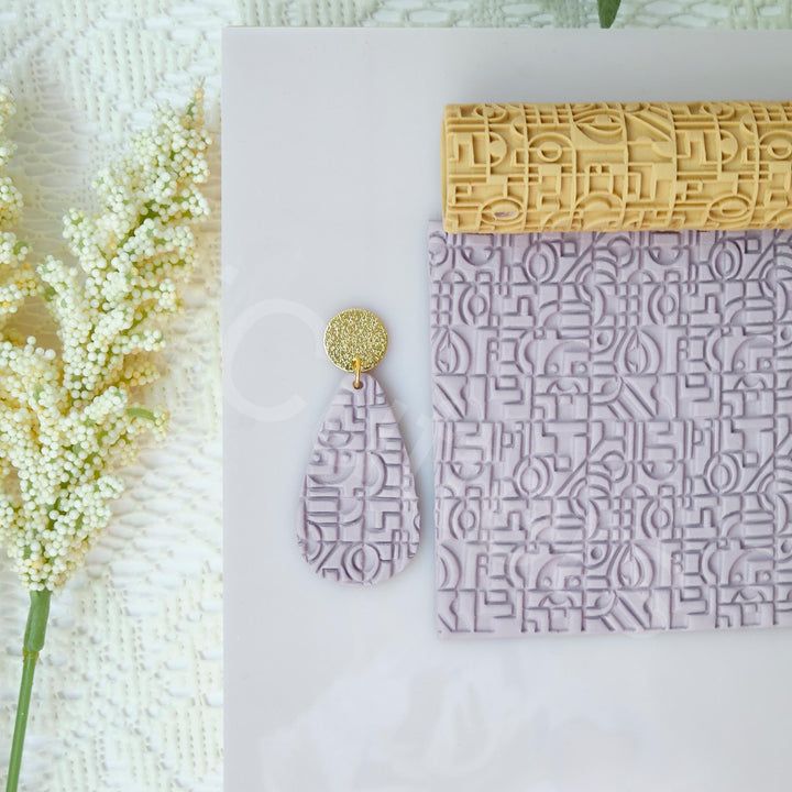 Mosaic Tile Clay Roller: Abstract Texture for Polymer Clay Earrings