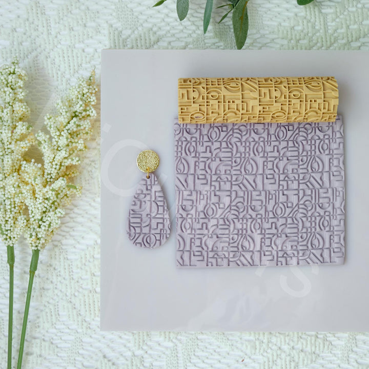 Mosaic Tile Clay Roller: Abstract Texture for Polymer Clay Earrings