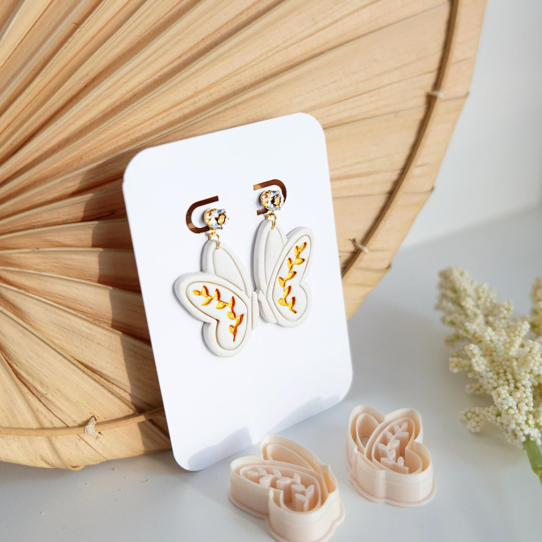 Butterfly Polymer Clay Cutter Set with Leaf Detail | Clay Earring Cutters & Mold | Butterfly Shape Jewelry Making Tools