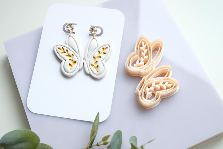 Butterfly Polymer Clay Cutter Set with Leaf Detail | Clay Earring Cutters & Mold | Butterfly Shape Jewelry Making Tools