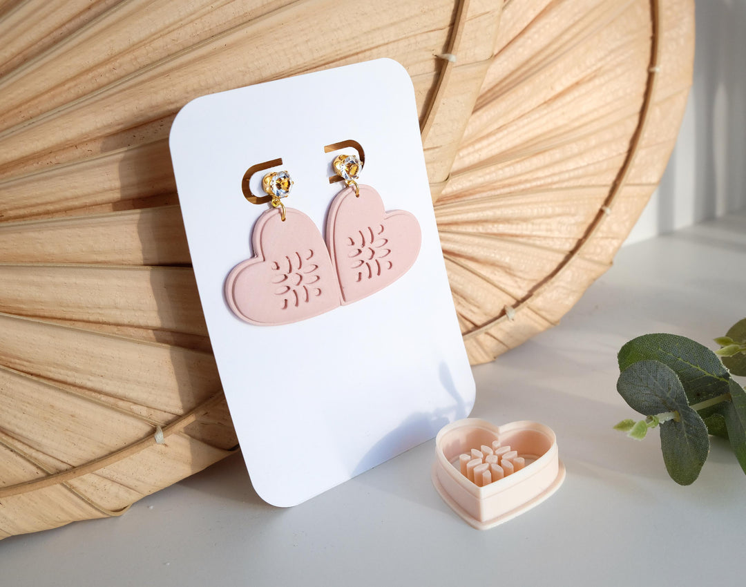 Textured Heart Clay Cutter Set: Polymer Clay Earring Tool