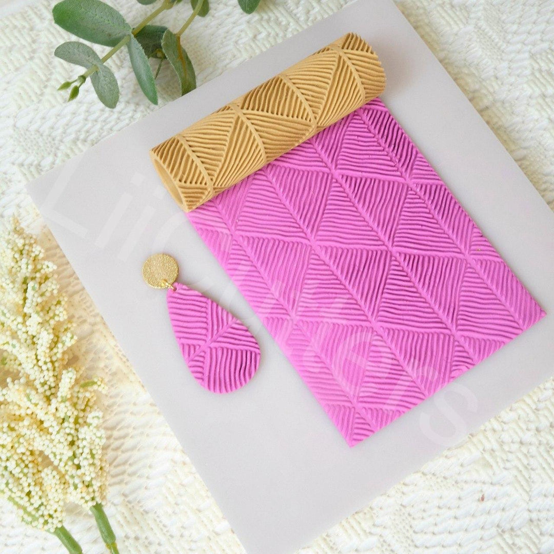 Abstract Geometry Polymer Clay Texture Roller: Herringbone Pattern