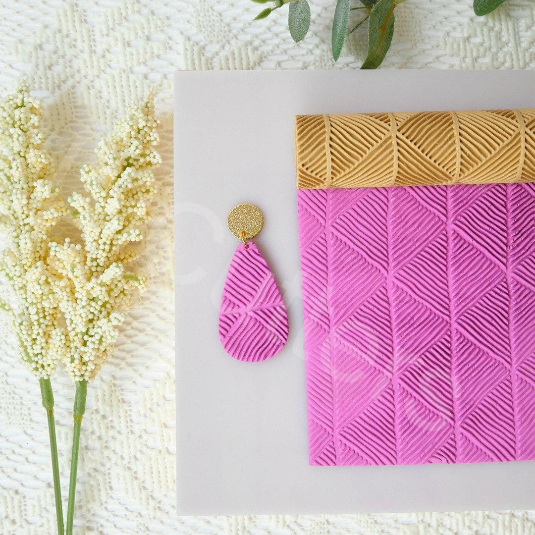 Abstract Geometry Polymer Clay Texture Roller: Herringbone Pattern