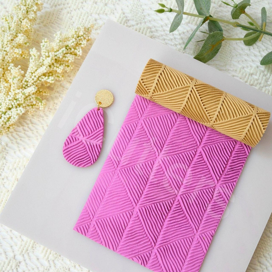 Abstract Geometry Polymer Clay Texture Roller: Herringbone Pattern