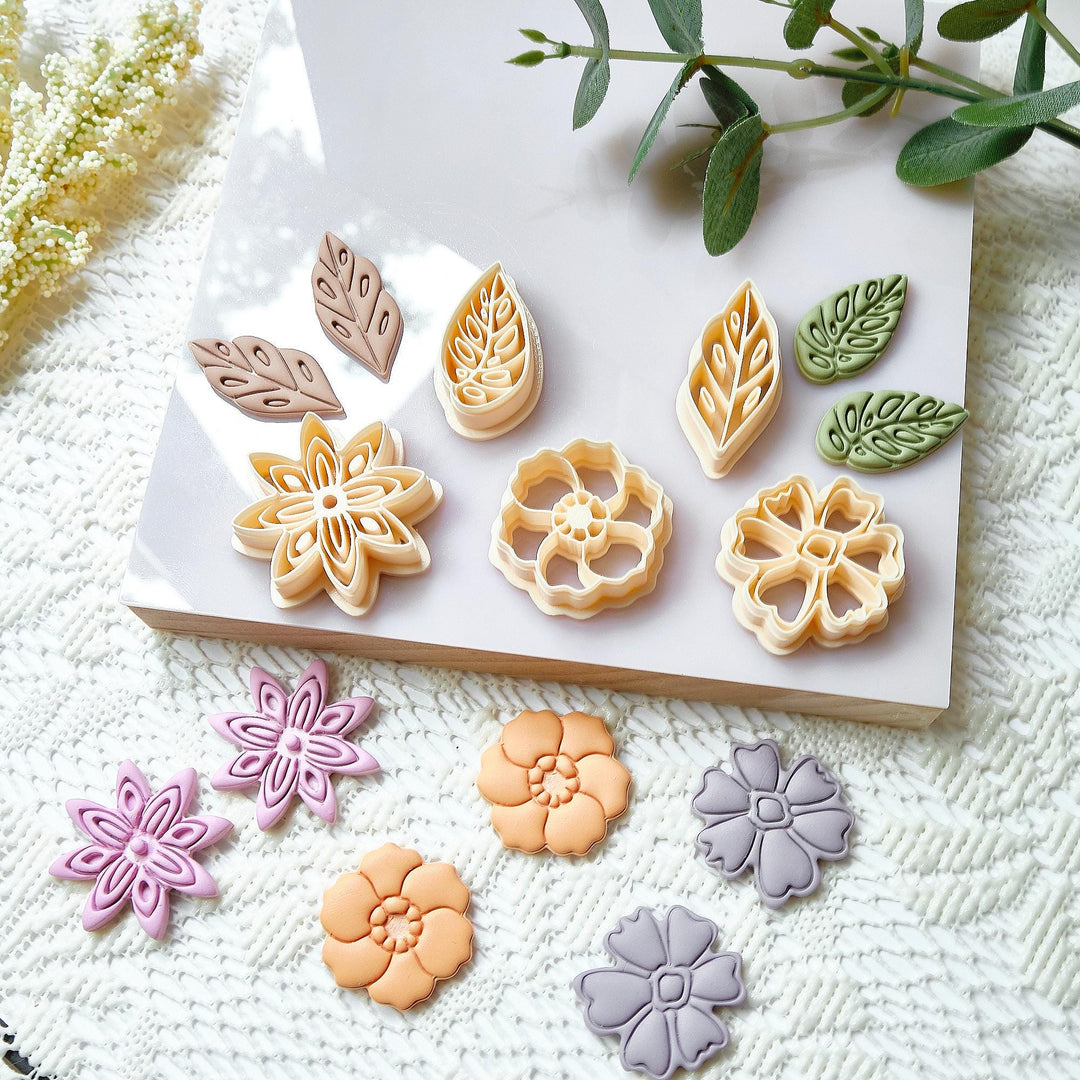 Floral Polymer Clay Cutter Set: Flower & Leaf Earring Making Tools