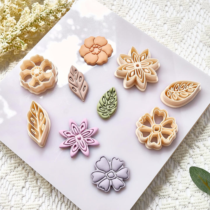 Floral Polymer Clay Cutter Set: Flower & Leaf Earring Making Tools