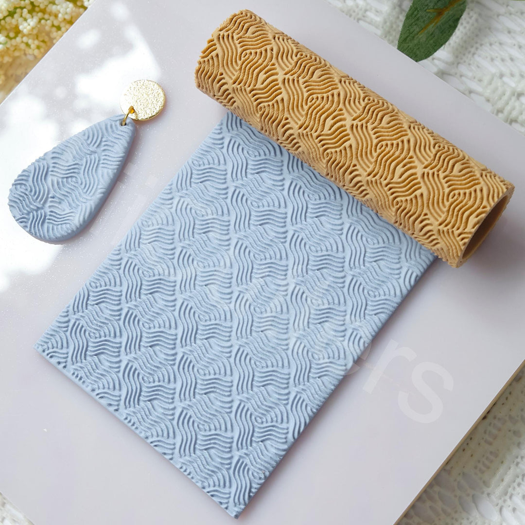 Sea Waves Pattern Clay Roller: Polymer Clay Texture Tool, Seamless Pattern, Polymer clay earring making tool