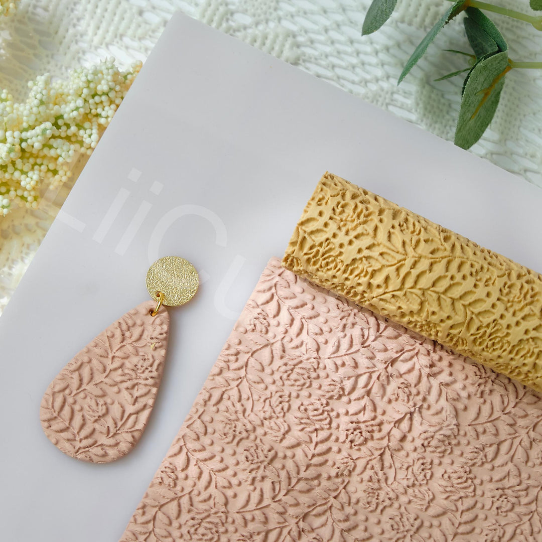Floral Clay Roller: Seamless Texture for Polymer Clay Earrings