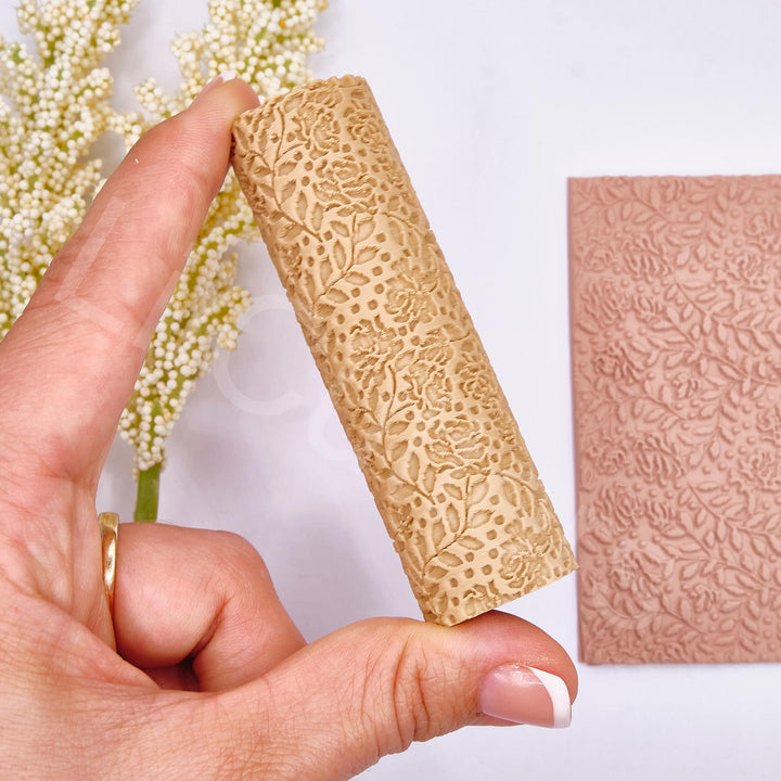 Floral Clay Roller: Seamless Texture for Polymer Clay Earrings