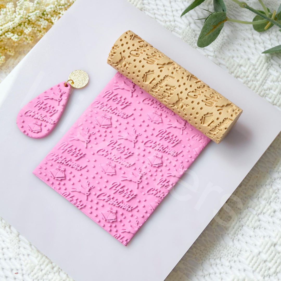 Christmas Pattern Clay Roller: Seamless Texture, Earring Making