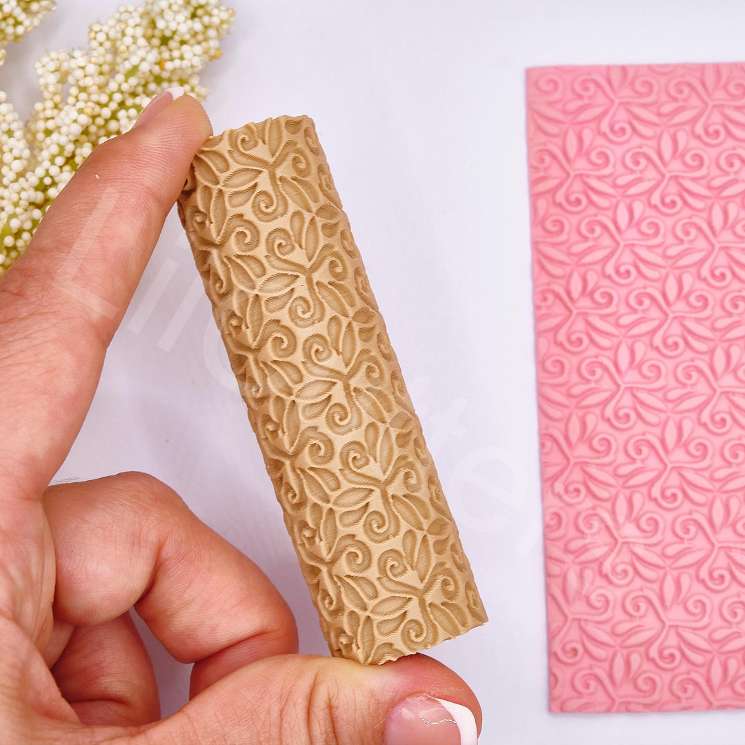 Abstract Floral Polymer Clay Roller – Texture Rolling Tool for Clay Earrings, Floral Pattern Embossing Roller