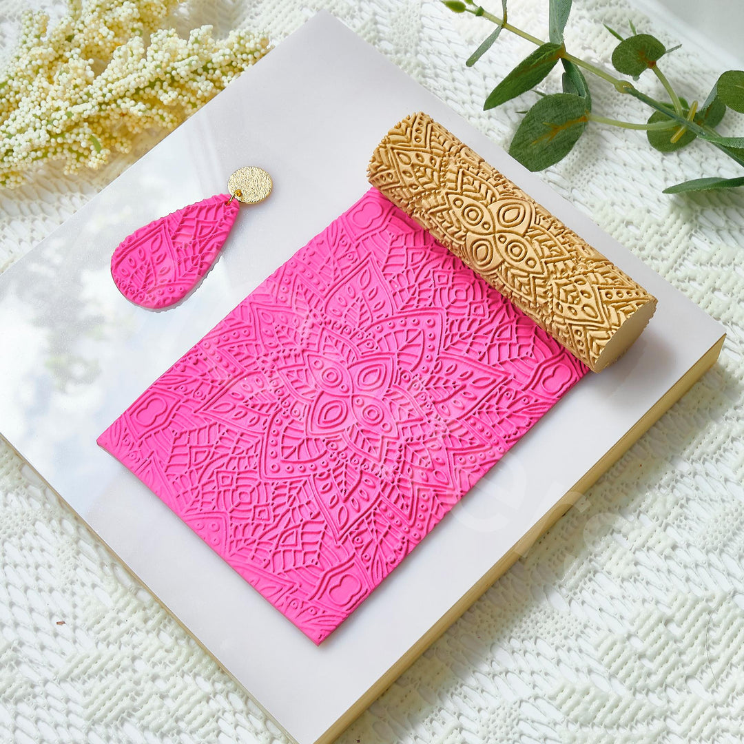 Ethnic Flower Pattern Clay Roller: Seamless Texture, Earring Tool