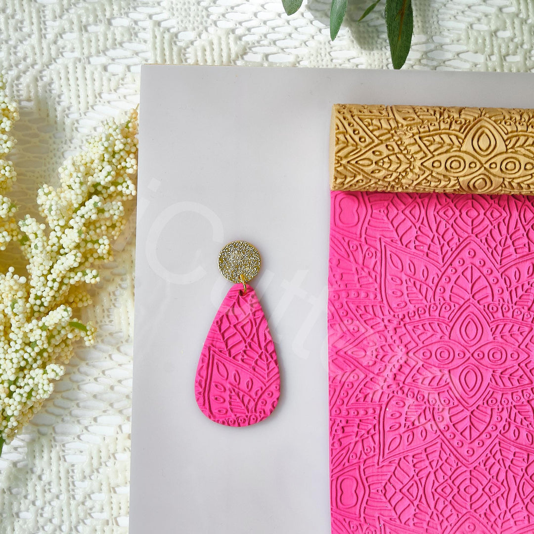 Ethnic Flower Pattern Clay Roller: Seamless Texture, Earring Tool