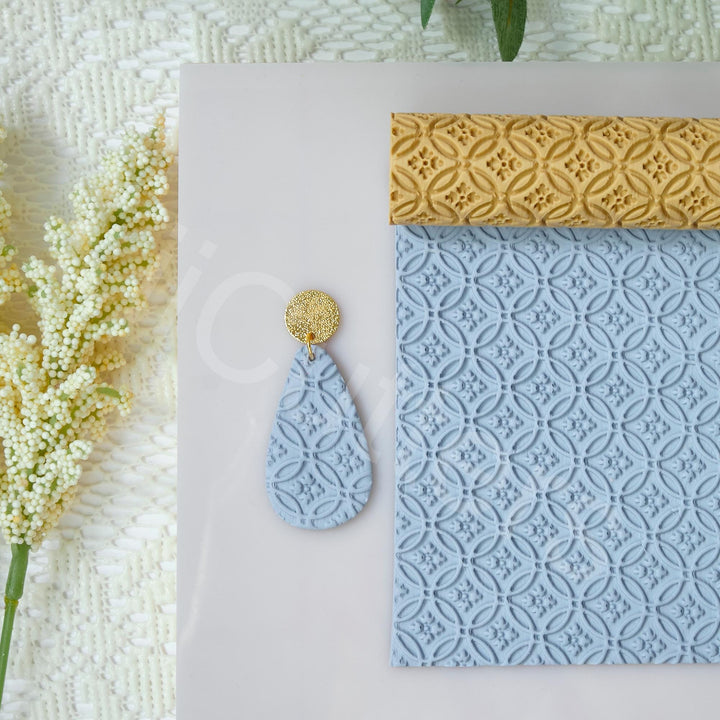 Art Deco Flower Clay Roller: Seamless Texture, Earring Making