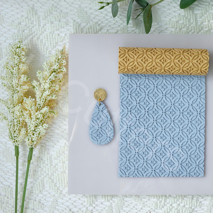 Art Deco Flower Clay Roller: Seamless Texture, Earring Making