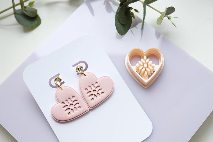 Textured Heart Clay Cutter Set: Polymer Clay Earring Tool