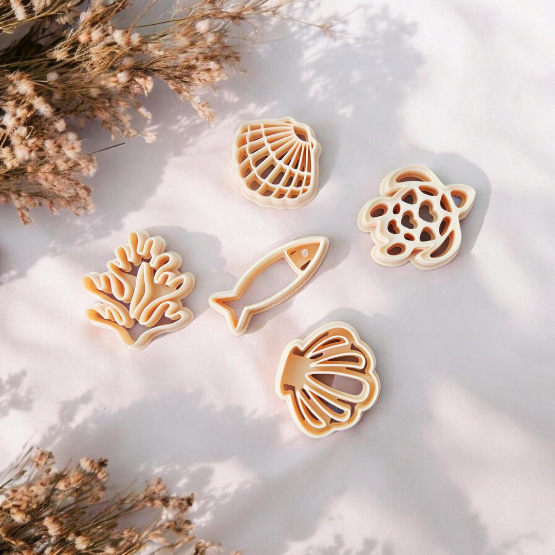 Ocean Clay Cutters: Shell, Coral, Turtle, Fish - Summer Jewelry Tools