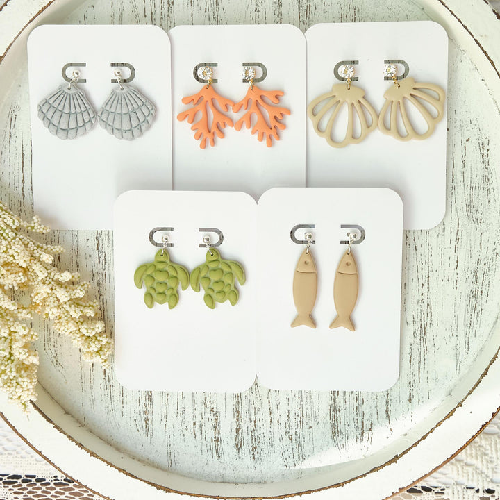 Ocean Clay Cutters: Shell, Coral, Turtle, Fish - Summer Jewelry Tools
