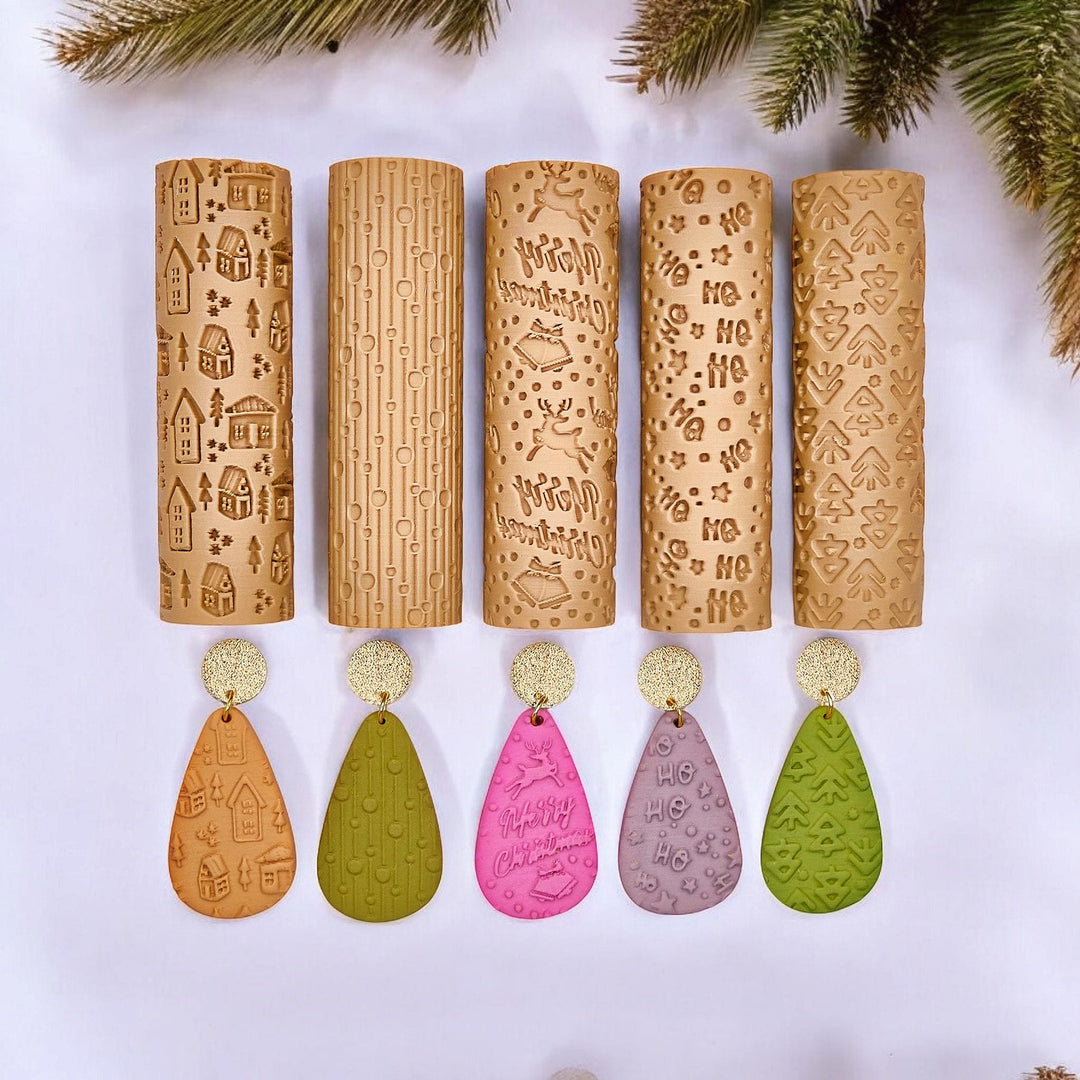 Christmas Texture Roller Set: Polymer Clay Winter Patterns