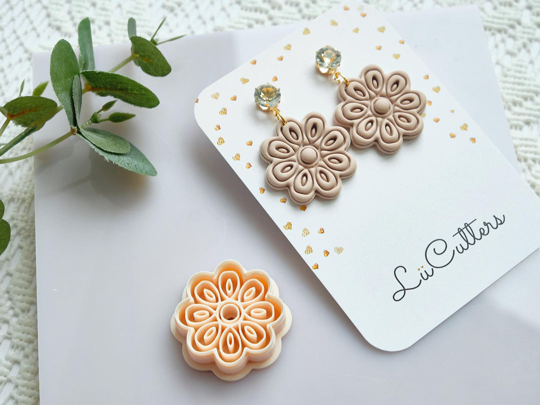 Embossed Flower Polymer Clay Cutter: Floral Earring Jewelry - LiiCutters