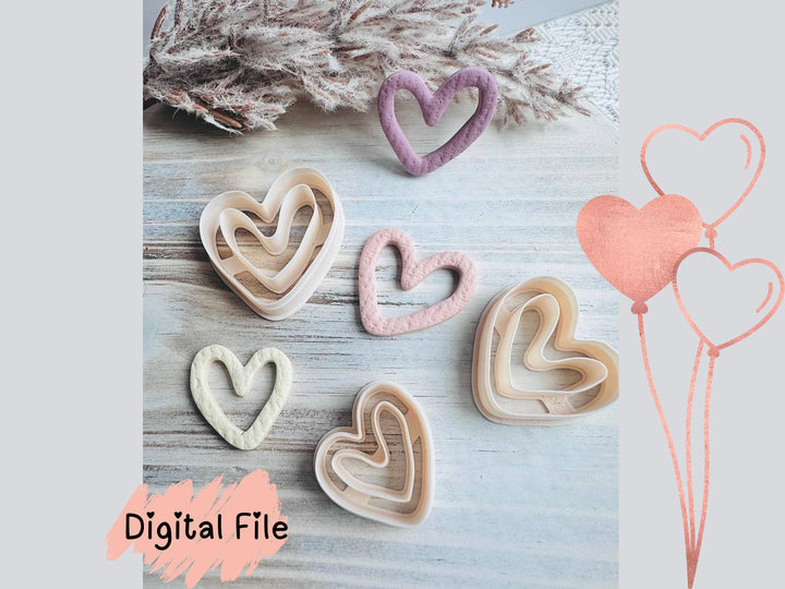 Abstract Heart Clay Cutter STL | Asymmetrical Polymer Clay Earring Mold | 3D Printable Jewelry Tool | 2.5cm–4cm | Digital Download